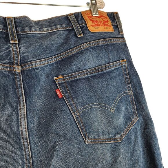 LEVIS Mens W46 Denim Jean 569 Shorts Medium Wash Loose Fit Cotton Bottoms Casual - Picture 4 of 7
